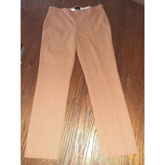 Size 10 Eric Brown Brown Elastic Waist Stretchy Pull On Mid Rise Casual Pants - Picture 1 of 3